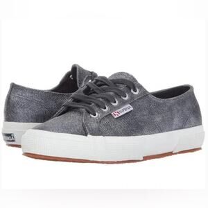 SUPERGA Superga‎ Women's 2750 Qatarmetal Metallic Platinum Sneakers Sz. 9.5